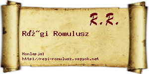 Régi Romulusz névjegykártya